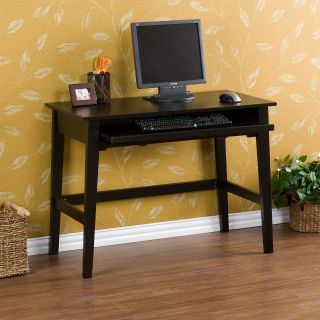 Black Computer Desk Fold Down Keyboard Drawer Home Office Sleek Style