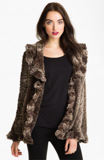 Damselle Faux Fur Ruffle Coat