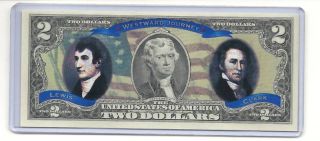  Colorized $2 Bill Lewis Clark