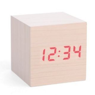 Mini Red LED White Wood Wooden Digital Alarm Clock Thermometer Date 6