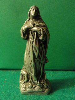 Our Lady of Immaculate Conception Vtge Metal Figure Statue