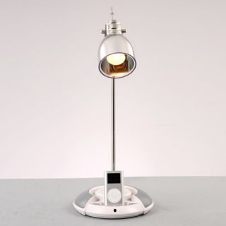 luminate White Desk Table Lamp with iPod/MP3 Dock and Speaker Player