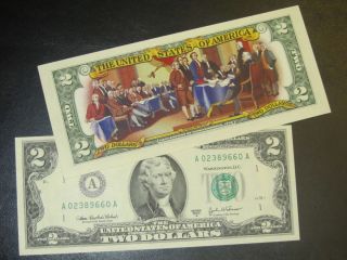RARE 2 00 Dollar Bill In Colorized