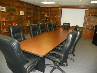 14 Long Conference Room Table Leather Chairs