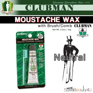 Clubman Moustache Wax with Brush Comb Neutral