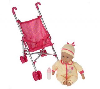 Lissi 14 Interactive Emma Baby Doll w/ Umbrella Stroller —
