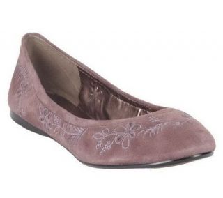As Is B. Makowsky Leather or Suede Embroider Ballerina Flats   A230213