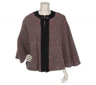 Boyne Valley Weavers Wool Cape with Contrast Trim —