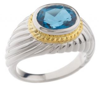 Sterling 3.00 ct Blue Topaz Two tone Ring —