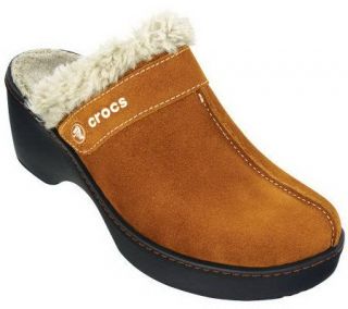 Crocs Cobbler Suede Clogs with Faux Fur Lining   A326116