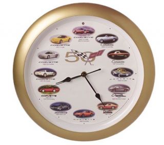 50th Corvette Anniversary 13 Wall Clock with Realistic Car Sounds 