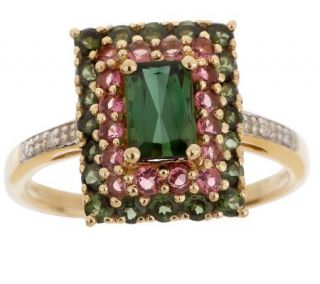 90 ct tw Green and Pink Tourmaline Ring 14K Gold —