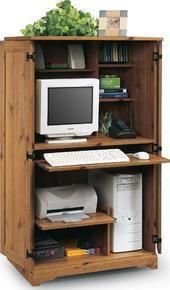 New Sauder Computer Armoire Desk in Spiced Pine Finish
