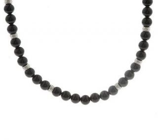 Judith Ripka Sterling Onyx Bead Magnetic Necklace with Lobster Claw 