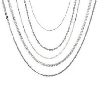 Ships 11/23/12 Steel by Design Set of 5 Chain Necklaces —