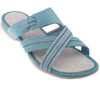 Rockport Leather & Fabric Cross Strap Slides w/ XCS Technology