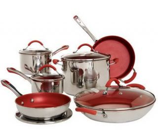 CooksEssentials Premier 18/10 Stainless Steel 11 pc. Cookware w/ Color 