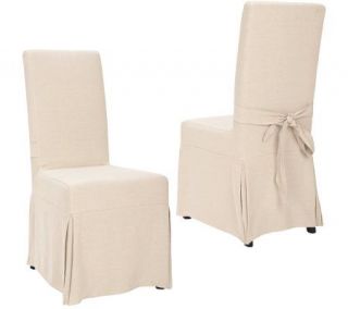 Linda Dano Slipcover Chair with Linen Fabric  Set of 2 —