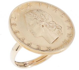 20 Lire Coin Ring 14K Gold