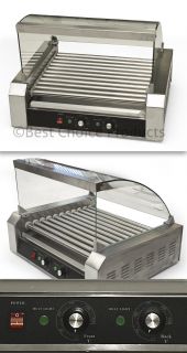  Roller 30 Dogs Grill Cooker W/ Glass Hood Commercial Machine Vending