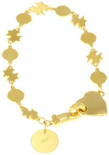  bracelet is presented in gold tone with coral color accents brand