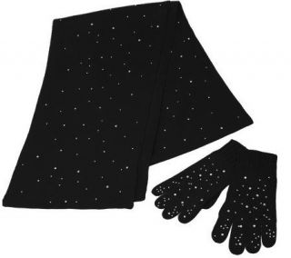 Quacker Factory Sparkle & Shine Sweater Knit Scarf & Gloves Set