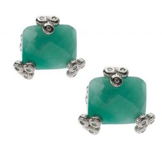 Judith Ripka Sterling 4.30 cttw Emerald Stud Earrings —
