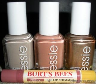 Essie Nail Polish Lacquer New 2012 Set of 3 Free Lip Shimmer Sand