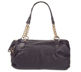 Stone Mountain Alexandria Ostrich Embossed Leather Satchel —
