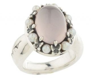 Ann King Sterling Rose Quartz & Cultured Pearl Paradise Ring