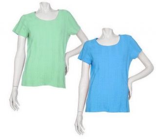 Denim & Co. Set of 2 Wide Rib Short Sleeve T shirts   A70123
