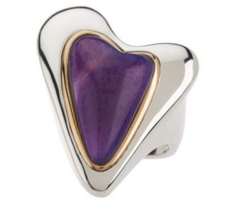 RLM Studio Sterling & Bras Purple Agate Bezel Set Heart Ring