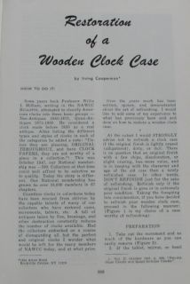 RESTORATIONS OF WOODEN CLOCK CASES.Repair Techniques, Information