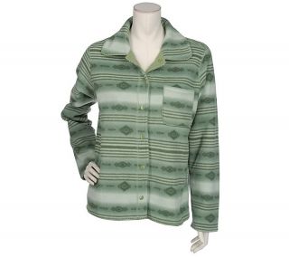 Denim & Co Ombre Print Reversible Fleece Big Shirt —