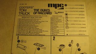  Vintage Instructions MPC Cooter's Tow Truck