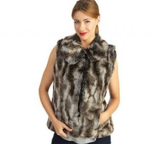 Luxe Rachel Zoe Faux Fur Vest with Hook & Eye Closure —