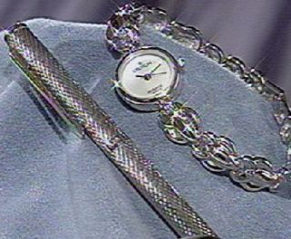 Croton Ladies Sterling Silver Bracelet Watch & Pen Set —