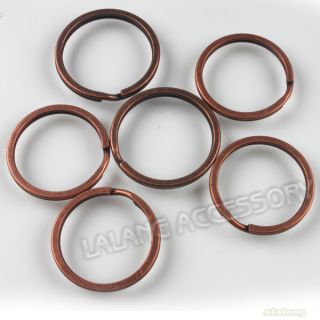 50x Antique Red Copper Tone Key Ring Split Ring 160364
