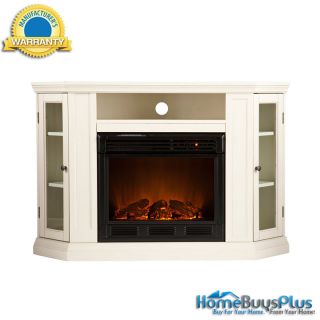 Convertible White Media Electric Fireplace Corner Or Flat Wall