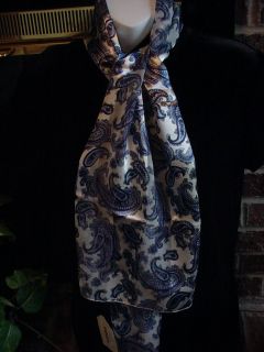 New with Tags Long Blue Paisley Print Scarf 12 x 57 Retail $9.99