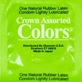  Crown Assorted Colors Thin Condoms + 1 FREE Lubricant + 