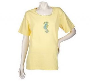 Quacker Factory Summer Motif Short Sleeve T shirt —