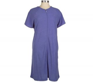 Stan Herman Micro Pique Short Sleeve Zip Front Robe —
