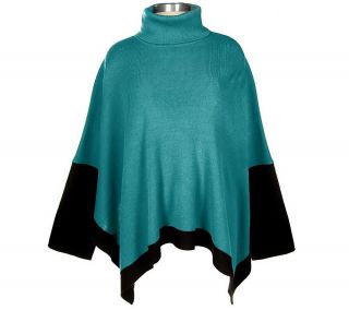 Susan Graver Cowl Neck Batwing Sweater with Framed Border —