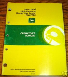 John Deere High Moisture Hay Tester Operators Manual JD