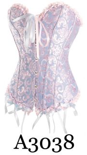 New Burlesque Overbust Corset Corsets with Ribbon A3038