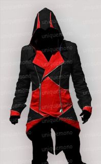 Assassins Creed III Hoodie Cosplay Black Red Jacket