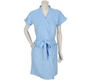 Carole Hochman Short Sleeve Belted Wrap Robe w/ Ruffle Detail