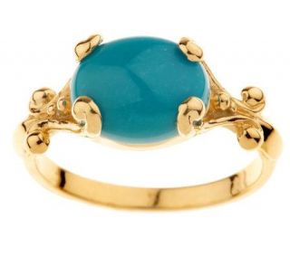 Sleeping Beauty Turquoise Oval Ring, 14K Gold —