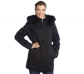 Isaac Mizrahi Live! Solid or Print Anorak with Faux Fur Hood   A210539